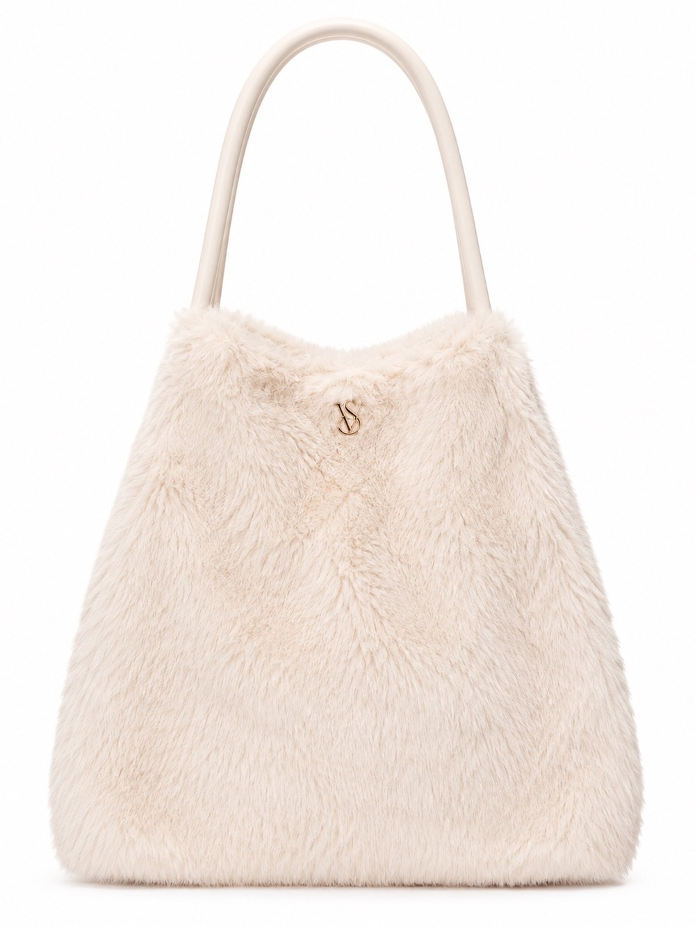 NWT Victoria's Secret Plush Faux-Fur Tote Bag in Cream